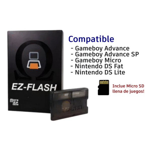 Cartucho Ez Flash Omega + Micro SD para Gameboy Advance GBA / NDS