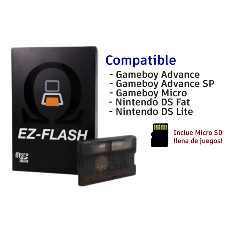 Cartucho Ez Flash Omega + Micro SD para Gameboy Advance GBA / NDS