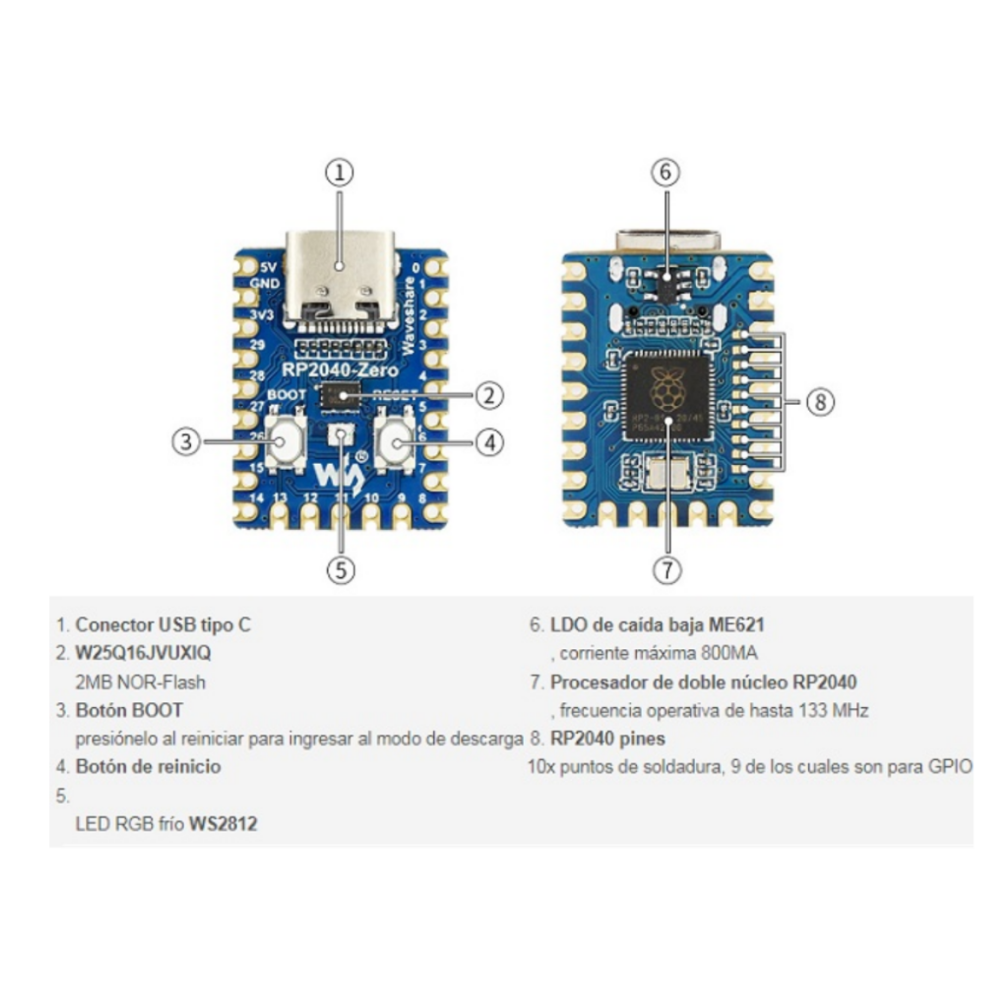 Modulo Raspberry Pi PICO RP2040 de 2MB Zero de doble núcleo - Imagen 4