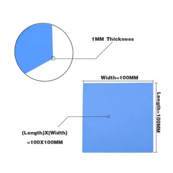 Pad Térmico Thermal Pad Silicona Térmica 10cm x 10cm x 1mm / 10cm x 1cm x 1mm - Imagen 2