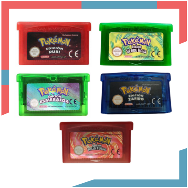 Juego Cartucho Pokemon Verde Hoja / Rojo Fuego / Esmeralda / Zafiro / Rubi en Español para Gameboy Advance GBA y NDS