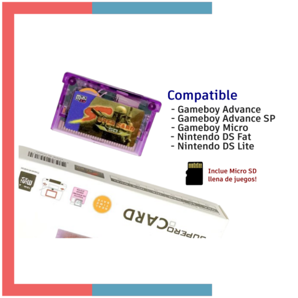 Cartucho Super Card Sd + Micro SD para Gameboy Advance GBA / NDS