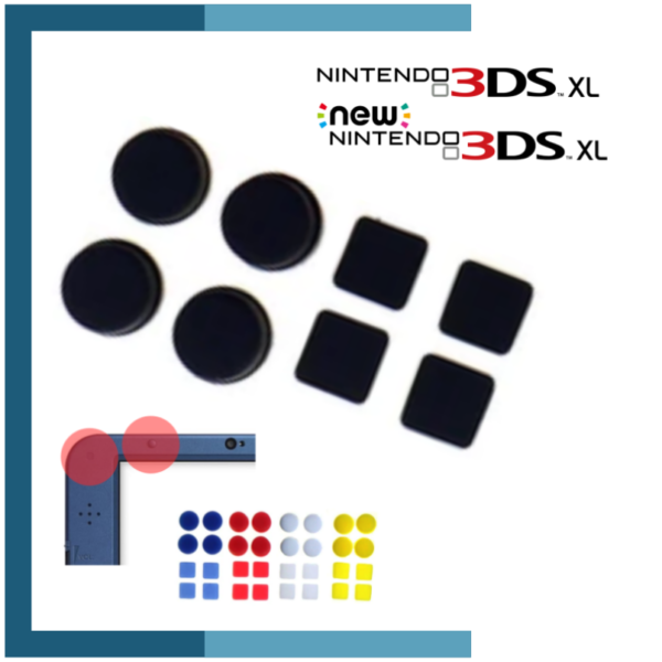 x8 Goma Protector Tapón tornillos para Nintendo New 3DS XL / Old 3ds XL