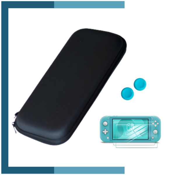 Estuche Rigido + Vidrio Templado + 2 Caps para Nintendo Switch Lite