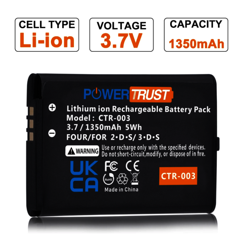 Pila Batería 1350mAh Ctr 003 Power Trust Nintendo 3DS Old / Nintendo 2ds Old / Nintendo New 2ds XL / Procontroller Wiiu - Imagen 3