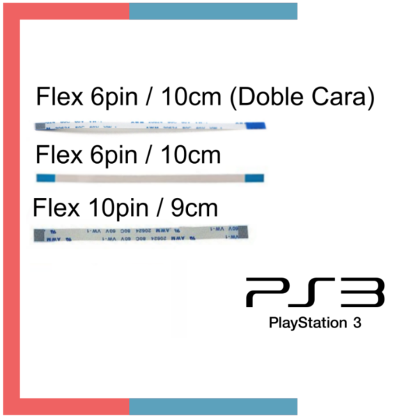 Cable Flex Cinta 6 o 10 Pines 1 o 2 Caras 10 cm para Sony PS3 2000 / 3000 / 4000