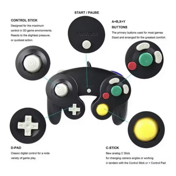 Control Alámbrico Mando Joystick para Nintendo GameCube GC NGC y Nintendo Wii Retrocompatible - Imagen 10
