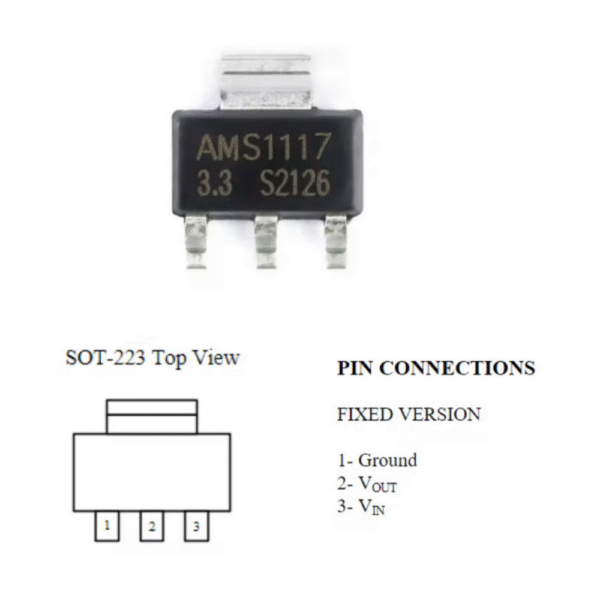 Regulador de voltaje lineal AMS1117-3.3 Smd Potencia Arduino - Imagen 2