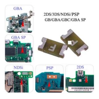 Fusible F1 F2 para consolas portátiles Nintendo Gameboy, Nintendo ds, Nintendo 3ds, Sony psp