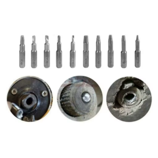 Kit de 10 Puntas Extractoras de Tornillos Dañados Vástago 1/4"